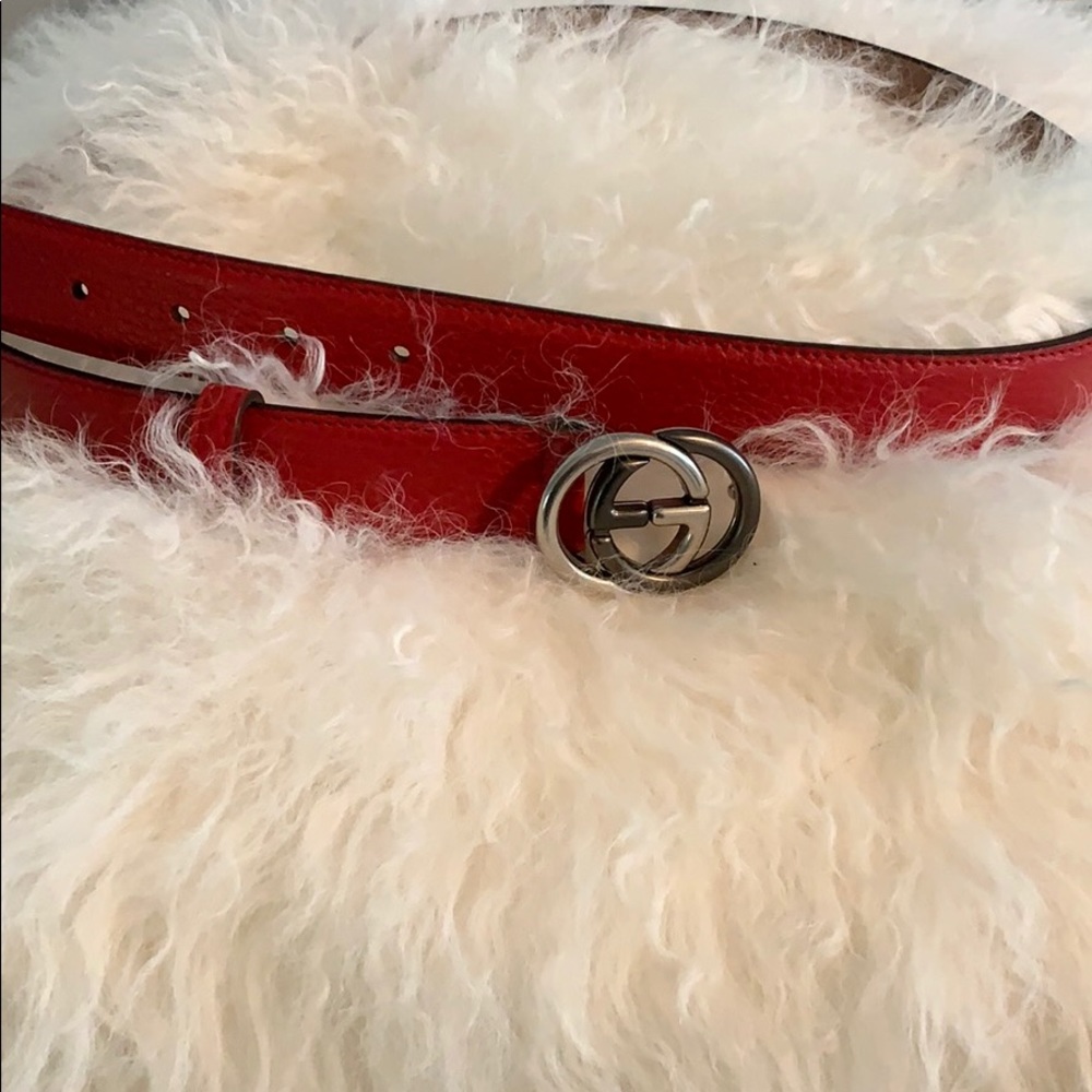 Beautiful Red leather Gucci waist belt